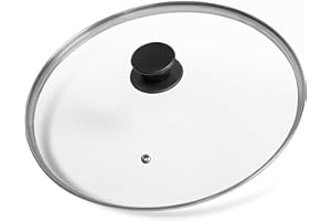 12 Inch Tempered Glass Lid for Cast Iron Skillets & Pots, Shatterproof Universal Pan Cover, Tempered Glass Covered with Heat 