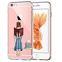Matop Compatible/Replacement for iPhone 6 iPhone 6S Case Girls Gift Design Clear Bumper TPU Soft Rubber Silicone Cover Phone Case for iPhone 6 / iPhone 6S 4.7 inch (Girl Reading)