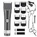 WARMLIFE Professional Cordless Hair Clippers Set Electric Hair Trimmer for Men and Baby Rechargeable Haircut Kit with 2 Batteries 8 Combs 2 Scissors (Gray)