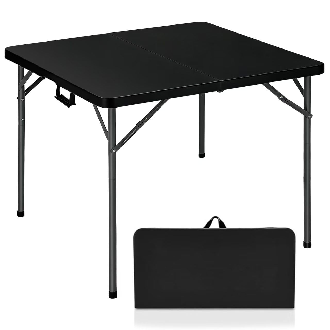 Lakhow Mesa plegable cuadrada de 34 pulgadas, mesa plegable comercial de plástico con patas plegables para cocina o fiesta al aire libre, boda, evento, uso en interiores y exteriores, color negro
