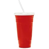 G.E.T. SC-32-SET-R Red 32 oz. Reusable Plastic Tumbler Set, 1 Count (Pack of 1)