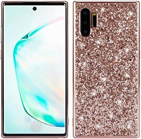 Tznzxm Galaxy Note 10 Plus Case, Slim Glitter Shiny Full Body TPU Anti-Scratch Shockproof Bling Sparkly Defender Non-Slip Protective Back Case Cover for Samsung Galaxy Note 10+ Plus/Pro/5G Rose Gold