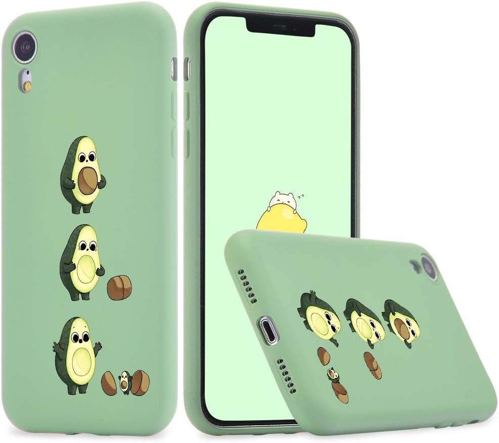 Idocolors For iPhone XR Case Avocado Case, Cute Phone Case for