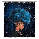 BLEUM CADE Bathroom Shower Curtain Aferica Girl Thinking Girl Shower Curtains with Hooks Durable Waterproof Fabric Bath Curtain Sets (Aferica Gril, 70