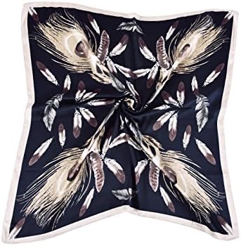 Square Silk Scarves, Faurn Women Work Satin Head Hair Neck Bag Wraps Bandana (Feather)
