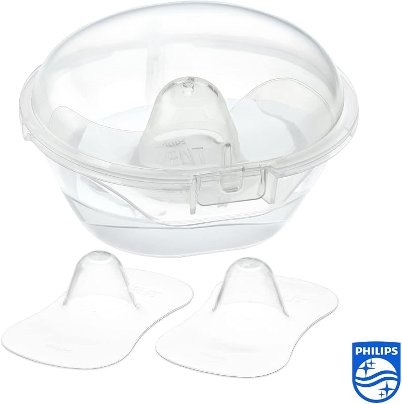 Avent Nipple Shields to Support Breastfeeding, Easy Latch-On and Protects Sore, Cracked Nipples, Pack of 2, Medium (21mm), Includes Travel Case - SCF153/03, Transparent, 2 Count (Pack of 1)