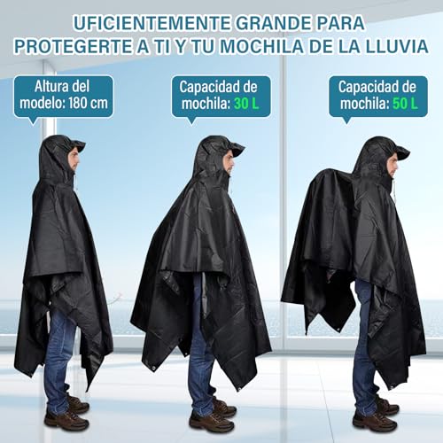 GALASALA Impermeable para Lluvia, Impermeable Mujer Hombre Con Capucha, Portátil Poncho para Lluvia Reutilizable, Chubasquero Mujer Impermeable, Adecuado Para Senderismo, Camping, Incluye Bolsa