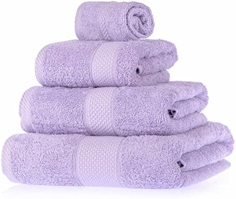 Homescapes Turkish Cotton 4 Piece Bath Towel Set Lilac Very Soft and Absorbent, 500 GSM Heavy Weight for everyday Luxury