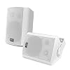 Wall Mount Home Speaker System – Active + Passive Pair Wireless Bluetooth Compatible Indoor / Outdoor Water-resistant…