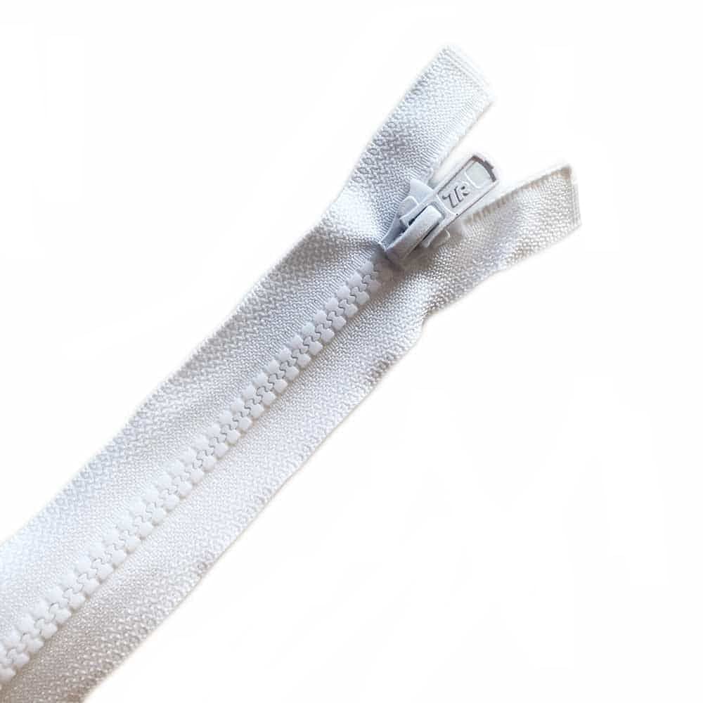 Plush Addict Heavy Duty Chunky Plastic Open-Ended Zip Fasteners for Sewing, Crafts, Clothing and Accessories - White - 34" (86cm)