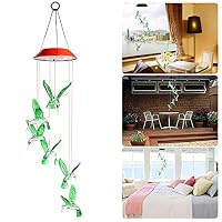 Goodtechnical Solar Hummingbird Wind Chimes Color Changing Led Mobile Hanging Waterproof Hummingbird Wind Chimes for Outdoor Indoor Home Party Night Yard Garden Decoration (Red)