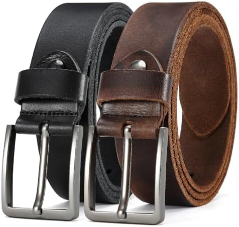 Vintage Distressed Leather Jean Belt with Grommets Square Buckle Beltiscool Square Buckle Grommets Vintage Distressed Leather  main image 2