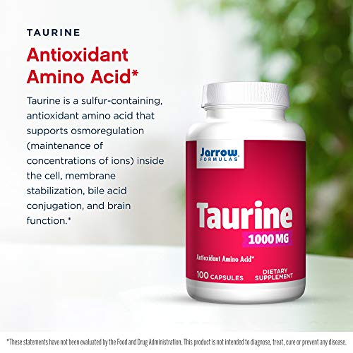 Jarrow Formulas Taurine 1000 mg 100 Capsules Antioxidant Amino Acid Brain Health