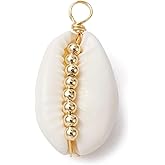 KitBeads 30pcs Natural Cowrie Shell Charms Summer Sea Creature Boho Conch Seashell Charm for Jewelry Making Necklace Earring Bracelets Bulk