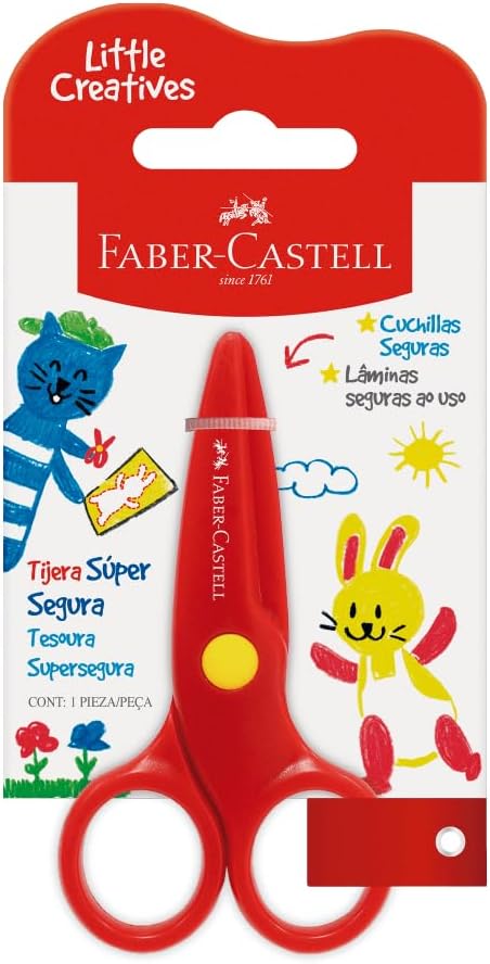 Tesoura Little Creatives, Faber-Castell, Supersegura, Sem Ponta, Infantil, Pré-escola, 1 Tesoura