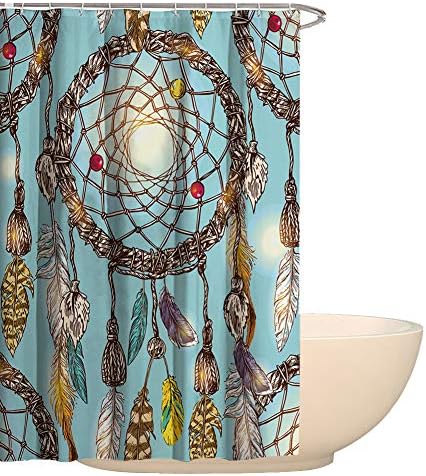 Dream Catcher Printed Shower Curtains Mildew Resistant Waterroof Anti-Bacterial Polyester Fabric Shower Curtain - Non-Toxic Eco-Friendly No Chemical Odor Bathroom Set with ABS Hooks (HYC08) (1#)