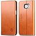 Galaxy S6 Edge Plus Case, SHIELDON Genuine Leather Case Folio Book Style Wallet Case Cover with Stand & Credit Card Slots [Magnetic Closure] for Samsung Galaxy S6 Edge Plus, Brown