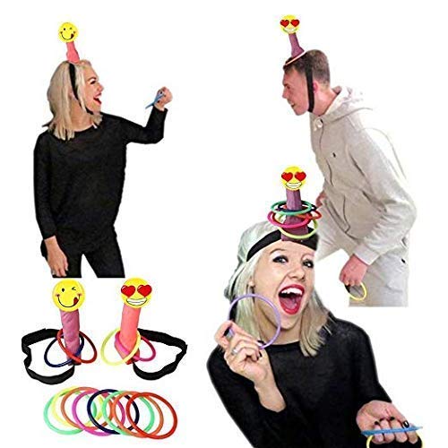 Bachelorette Party Games - 2 Pcs Headband Ring Toss Hoopla Game Set Pcs Ring Toss Hoopla Games+Stick The Junk on The Hunk, Perfect for Bachelorette Party Decorations - Thumbnail 3
