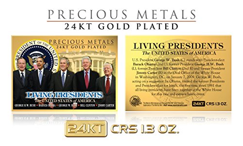 LIVING PRESIDENTS 24K Gold Plated Precious Metals Card Obama Bush Clinton Carter