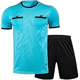 Men's Soccer Referee Uniform Short Sleeve Pro Referee Soccer Jersey - Includes Referee Jersey and Shorts
