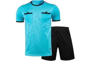 Men's Soccer Referee Uniform Short Sleeve Pro Referee Soccer Jersey - Includes Referee Jersey and Shorts