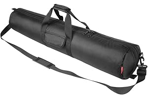 HEMMOTOP Tripod Carrying Case, 39x7x7in All Padded Tripod Bag with Shoulder Straps and Handles, Heavy Duty Light Stand Bag with Two Zippered Pockets for Pool Cue, Speaker Stand, Mic Stand