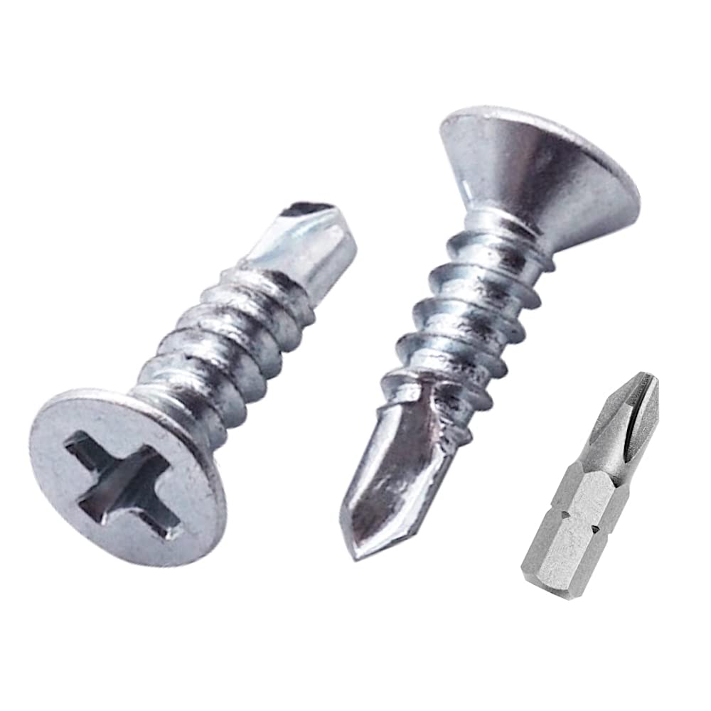 (Pack of 500 pcs) DIN 7504 P Zinc Plated Steel 3.5 x 13 mm Screws, Self-Drilling Sheet Metal Screw, (PH) Phillips Countersunk Head, Self Tapping (500, 3.5 x 13 mm)