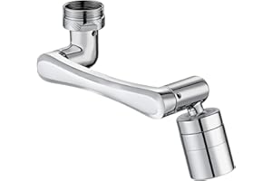 EXSSRACH Faucet Extender, 1440 Rotating Faucet Extender for Kitchen Sink, 2 Modes 1080 + 360 Swivel Faucet Areator, Rotary Faucet Areator for Bathroom Sink Faucet, Silver