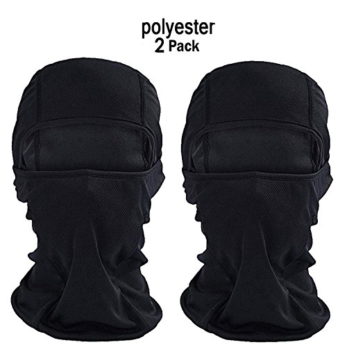 Purjoy [2-Pack] Wind-Resistant Balaclava Ski Mask Face Mask Motorcycle Tactical Balaclava Hood(Black+Black)