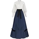 LTAKK Victorian Dress for Women Edwardian Renaissance Costume Medieval Vintage 1800s Dresses 2 Piece