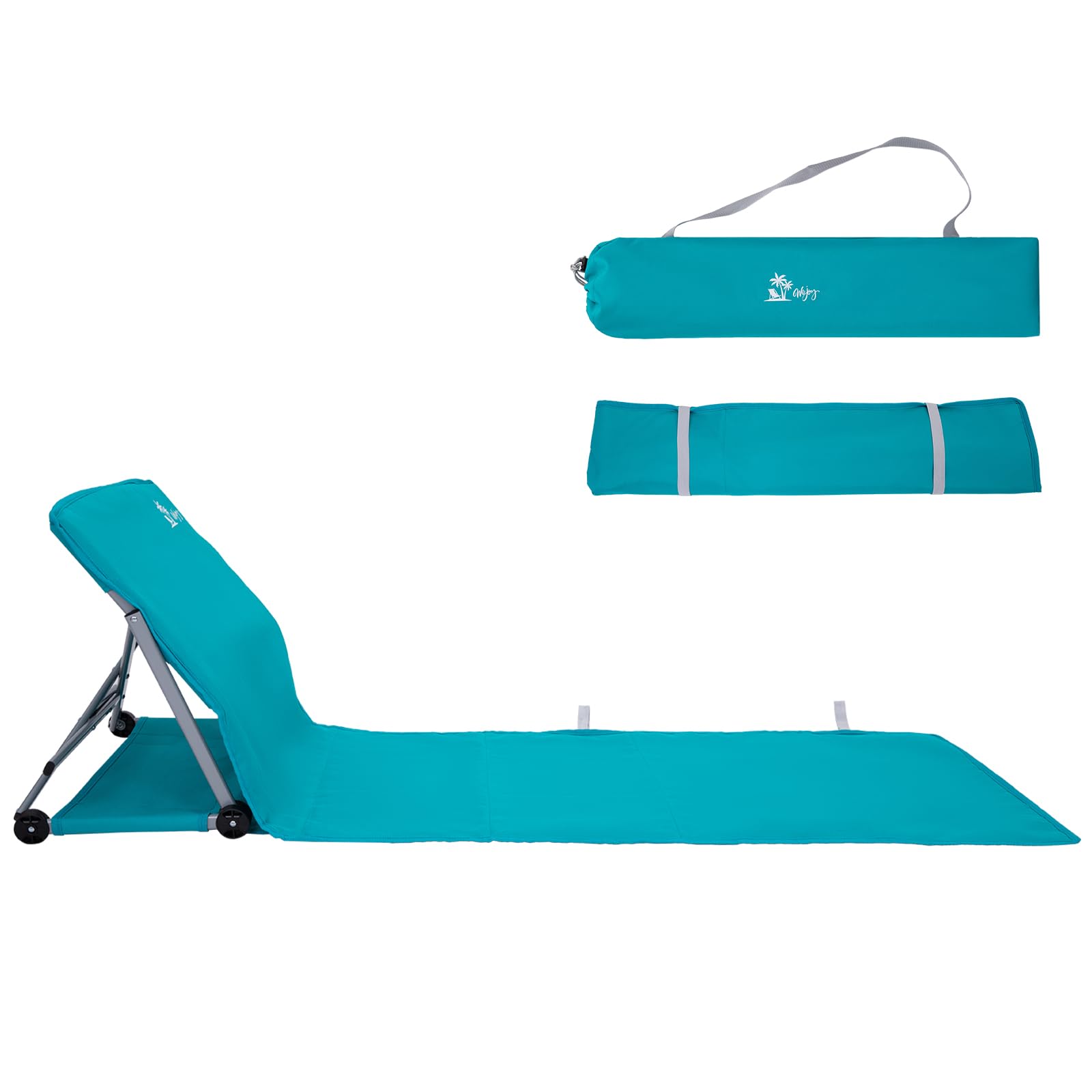 Photo 1 of #WEJOY Beach Lounge Chair, Collapse Folding Lightweight Mat, Portable Ground Beach Chairs with Padded Seat & Stepless Adjustable Backrest for Beach Sand Outdoor