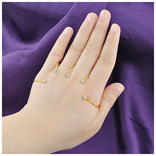 Mytys Fashion Jewelry Crystal Palm Bracelet Hand Cuff Adjustable Handlet Finger Rings