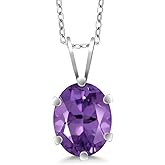 Gem Stone King 9X7MM Oval Gemstone Birthstone Solitaire Pendant Necklace For Women | 925 Sterling Silver | Fine Jewelry Gifts for Her Mom Women Wife | With 18 Inch Silver Chain