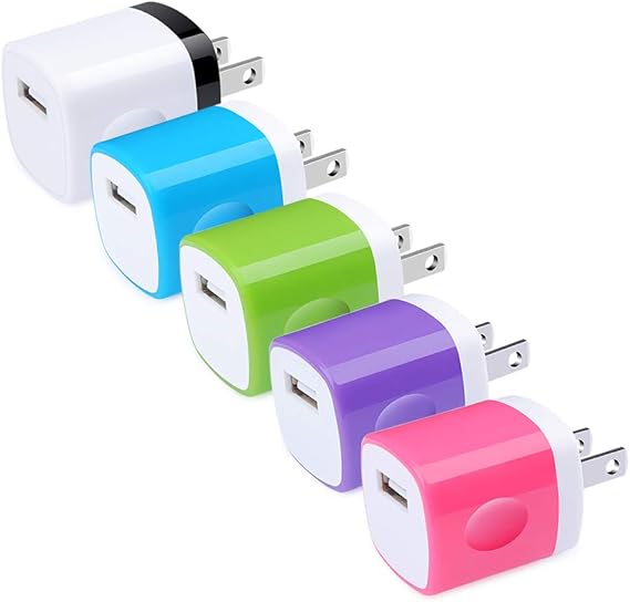 Amazon Com Cargador De Pared Usb Hootek Usb Plug 5 Pack De 1 A 5