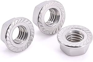 AOESIN 8-32 (100 Pcs) Serrated Flange Hex Nuts, 304 Stainless Steel 18/8 Hexagon Head Flange Nuts, Coarse Machine Thread