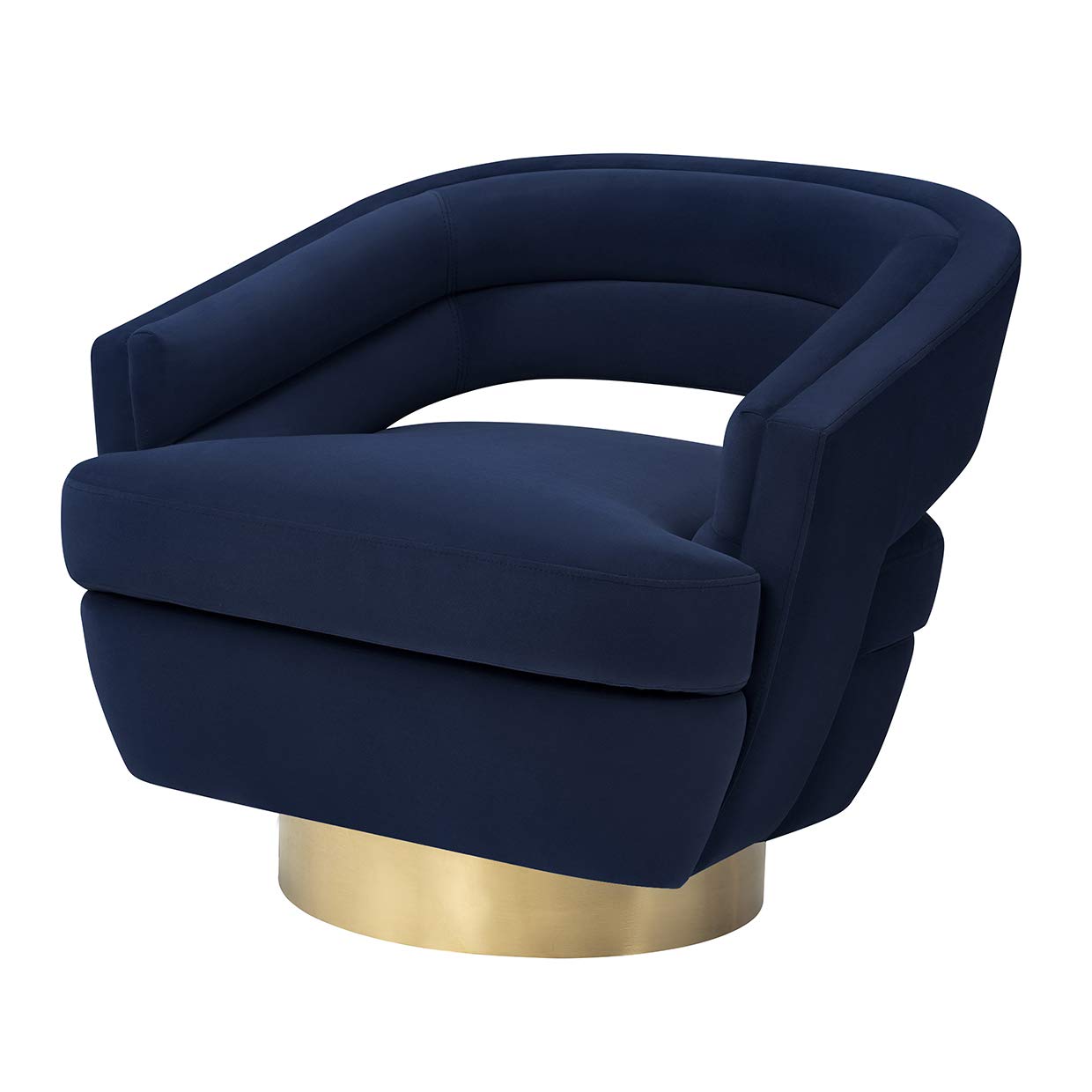 MEXIYA Galileo Modern Navy Textured Velvet Upholstered Swivel Accent