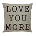 Lydealife xFF08;TM 18 X 18 Cotton Linen Decorative Couple Throw Pillow Cover Cushion Case Couple Pillow Case, Set of 2 - I Love You & Love you More LD094