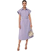 Jenkoon Women's Turn Down Collar Shirt Dress with Belt Short Sleeve Shell Trench Coat Formal Dresses