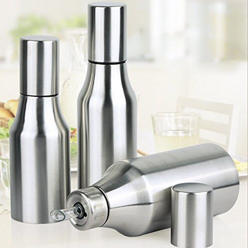 Sporthomer Oil & Vinegar Dispenser Stainless Steel Olive Oil/Vinegar/Sauce Cruet,Essential Oil Bottle Edible Oil Container Pot,Leak-proof with Pouring Spout (1000ML)