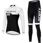 Koogycco Women's Cycling Jersey Set Long Sleeve Bike Shirt Bicycle Clothing Cycling Pants with Gel Padded