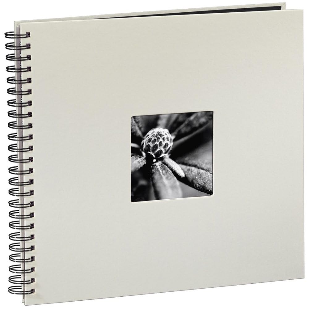 Hama | Fine Art Photo Album, 50 Black Pages (25 Sheets), Spiral Bound Album 36 x 32 cm | Chalk Grey