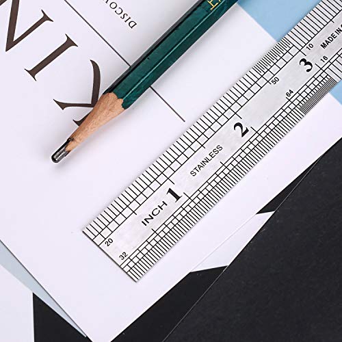 Juland 6 PCS Stainless Steel Ruler Office Metal Ruler with Convenient Storage Case Perfect Straight Edge for Easy Measurements - 6" /15CM - 20mm Wide x .0.5mmThick - Thumbnail 2