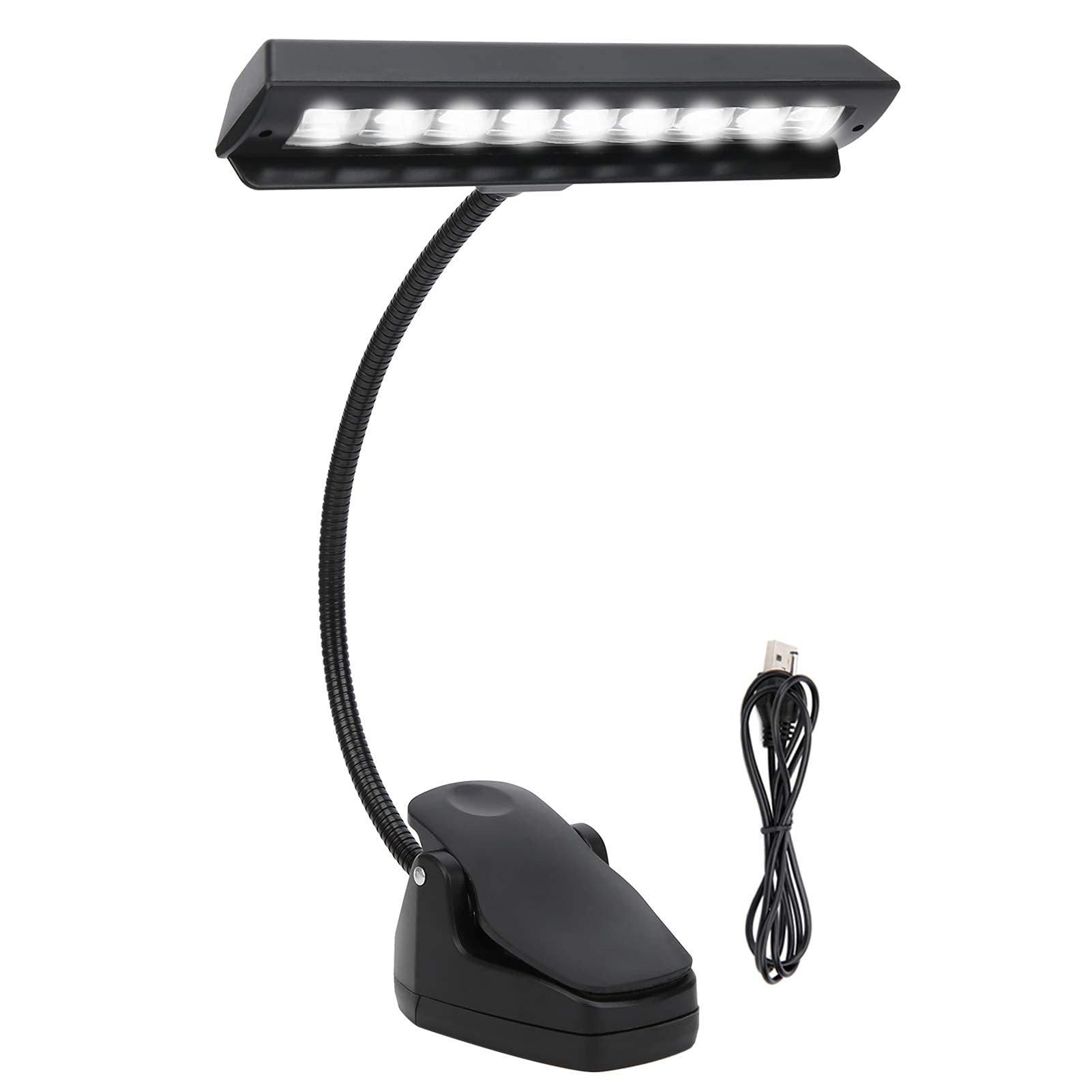 Music Stand Light LED Clip‑On Music Stand Light Adjustable Neck Professional USB Music Stand Lamp