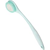 BEDELITE Back Scrubber for Shower, Long Handle 16.4 Inches, Blue, 1 Pack | Soft Back Brush for Shower, Exfoliating Scrubber, Non-Slip Curved Long Handle Bath Brush, Wet or Dry Use for Back Cleaning