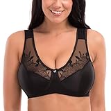 Delimira Women's Embroidered Full Coverage Wire Free Soft Cups Minimizer Bra