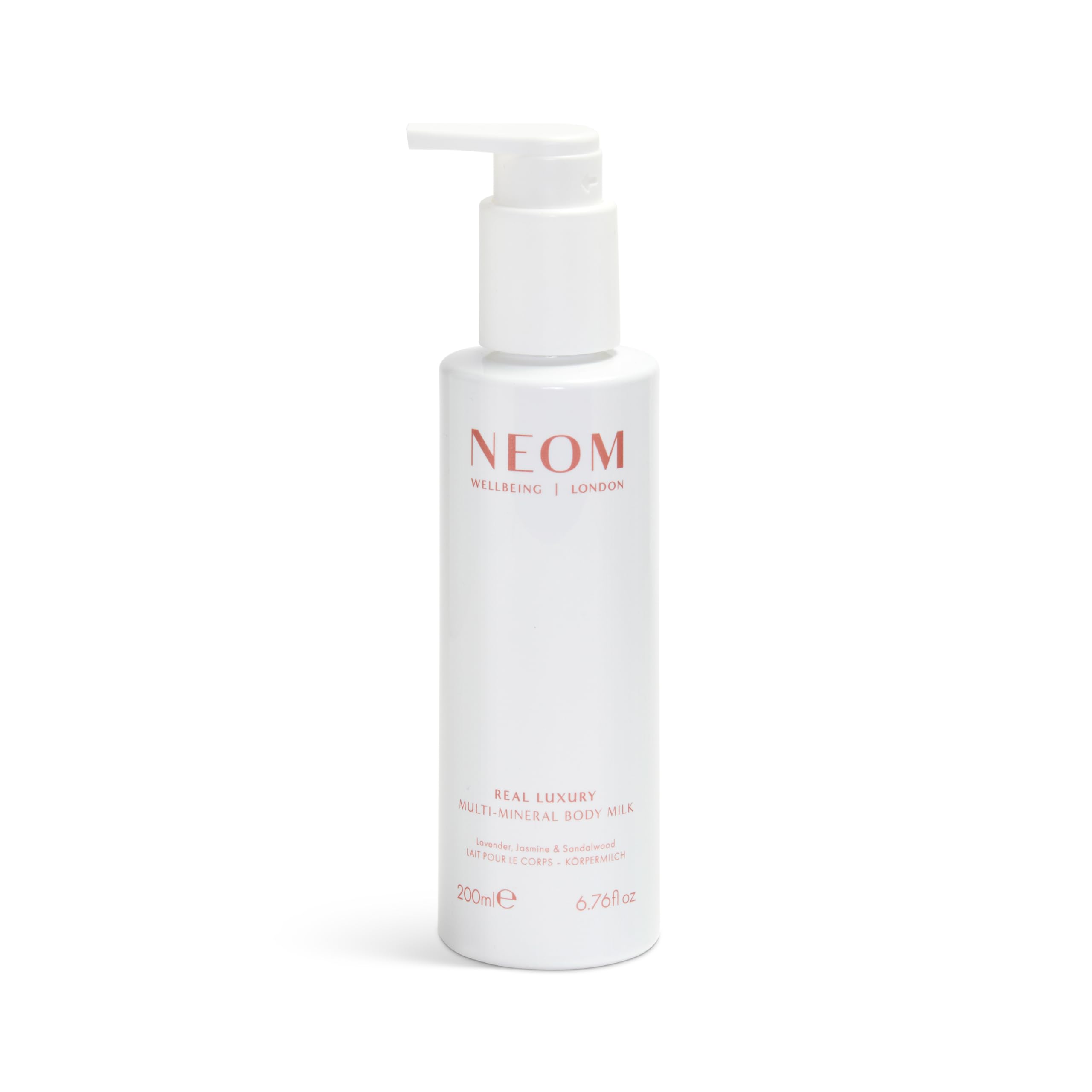 NEOM- Multi-Mineral Body Milk 200ml (Lavender, Jasmine & Sandalwood) | Real Luxury | Magnesium, Rosehip Oil & Chia Seed Oil | Moisturise, Nourish & Replenish | Vegan