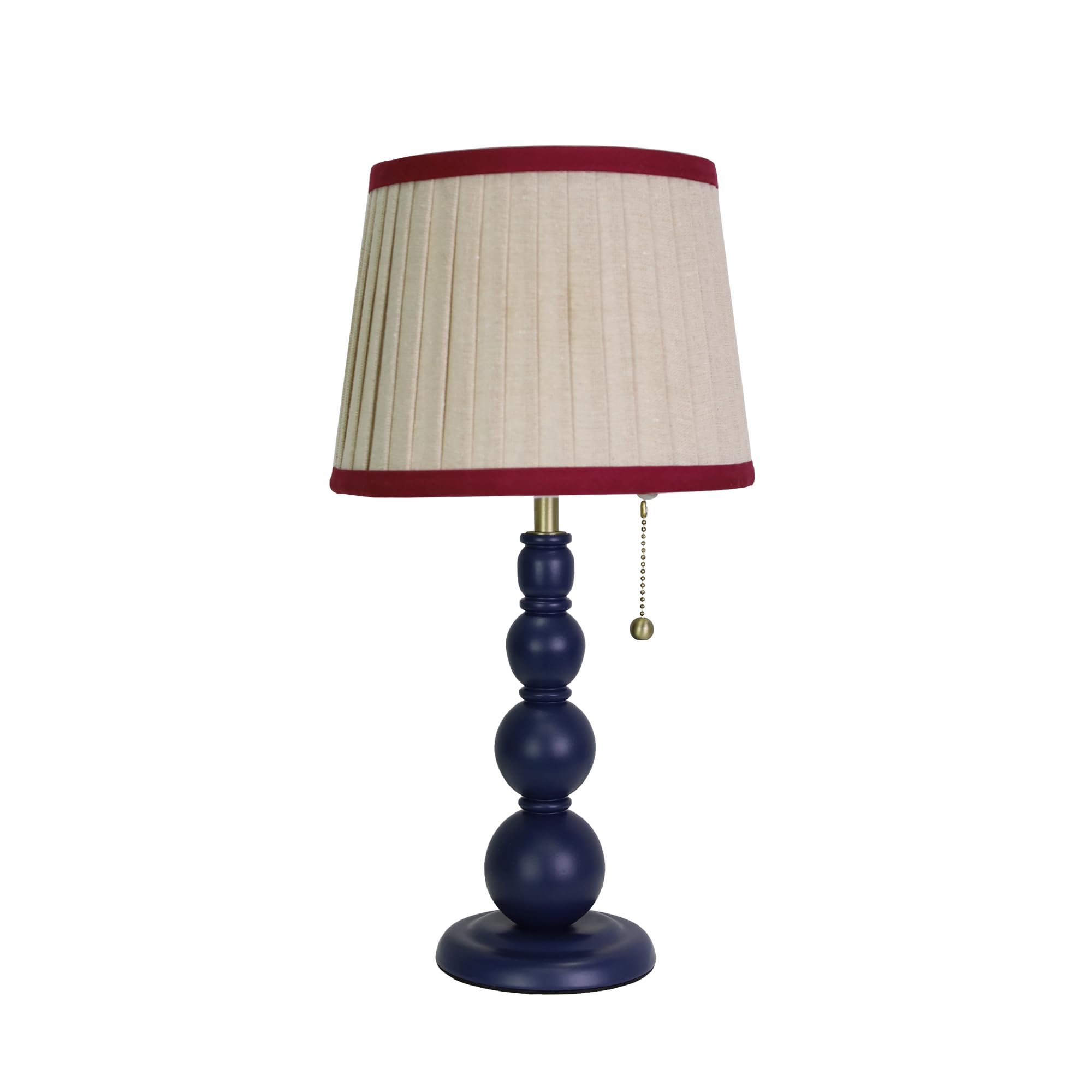 Photo 1 of Modern Table Lamp for Living Room, Farmhouse Table Lamps, 8X8X15 Inch Navy Wood Base Desk Lamp Pull Chain Switch Desk Lamp for Bedrooms and Office (Cream Tapered Pleated Cloth Shade)