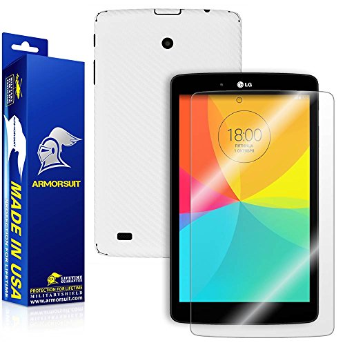 ArmorSuit MilitaryShield - LG G PAD 8.0 Screen Protector + White Carbon Fiber Full Body Skin Protectorw/ Lifetime Replacements