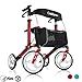 OasisSpace Aluminum Rollator Walker, with 10'' Wheels and Seat Compact Folding Design Lightweight Baking Complimentary Carry Bag (Red)