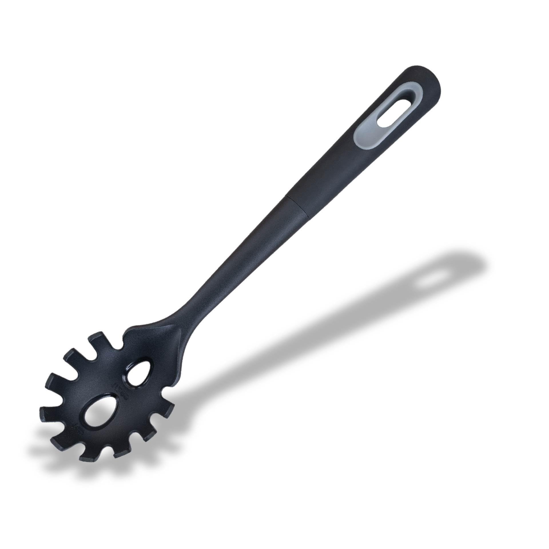 Fackelmann PRO Spaghetti Spoon, Non-Stick Anti-Scratch Plastic Spaghetti Tong, Pronged Pasta Fork with Portion Measure, Serving Spoon, Scoop & Drain Heat-Resistant Utensil to 200 Degree Celsius, 34 cm